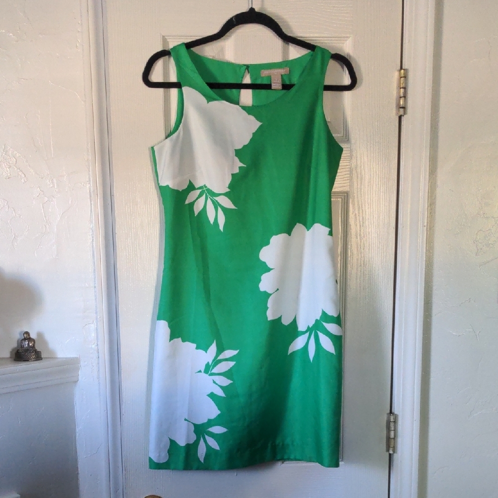 Banana Republic Green Sheath Dress Sleeveless Scoop Neck